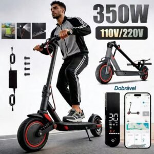Patinete Elétrico Dobrável 350W | 3 Velocidades Ajustáveis | Amortecimento Reforçado | Suporta até 100KG